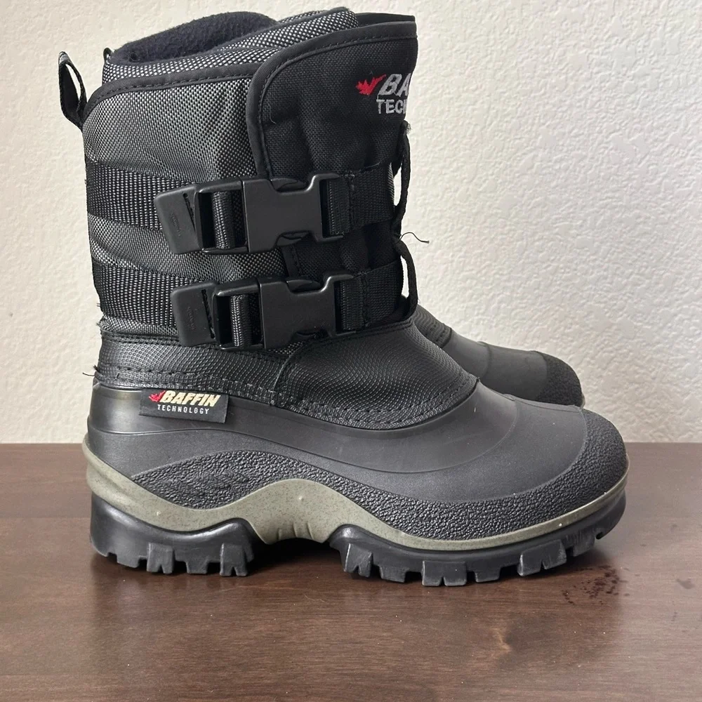 Baffin Technology Kids Size 4R Cold Weather Boots Black/gray Buckle Ski Snow‎